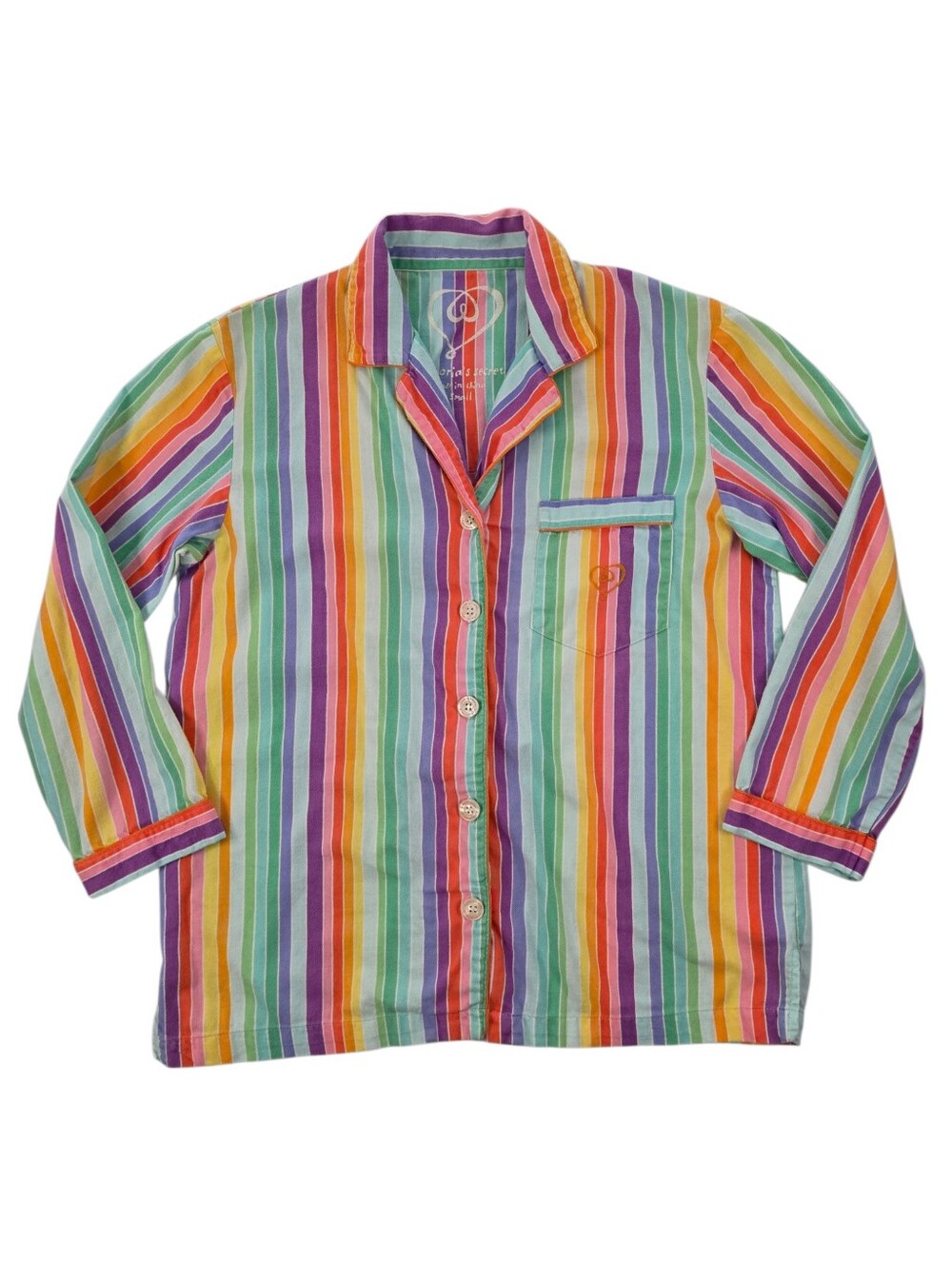 Victoria’s Secret Rainbow Stripe Cotton Pajama Set Small Vintage Y2K Loungewear - Picture 2 of 16